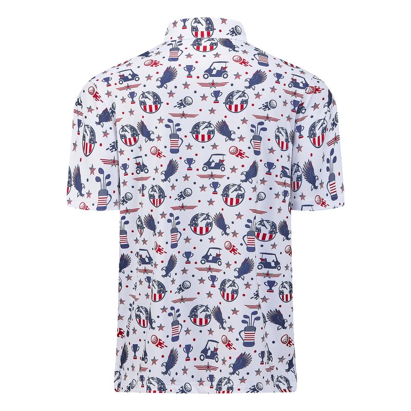 Golf Shirts for Men Dry Fit Moisture Wicking Golf American Flag Casual Print Collared Mens Golf Polo Shirts for Men's Short Sleeve Golfing Polos for Men, XL