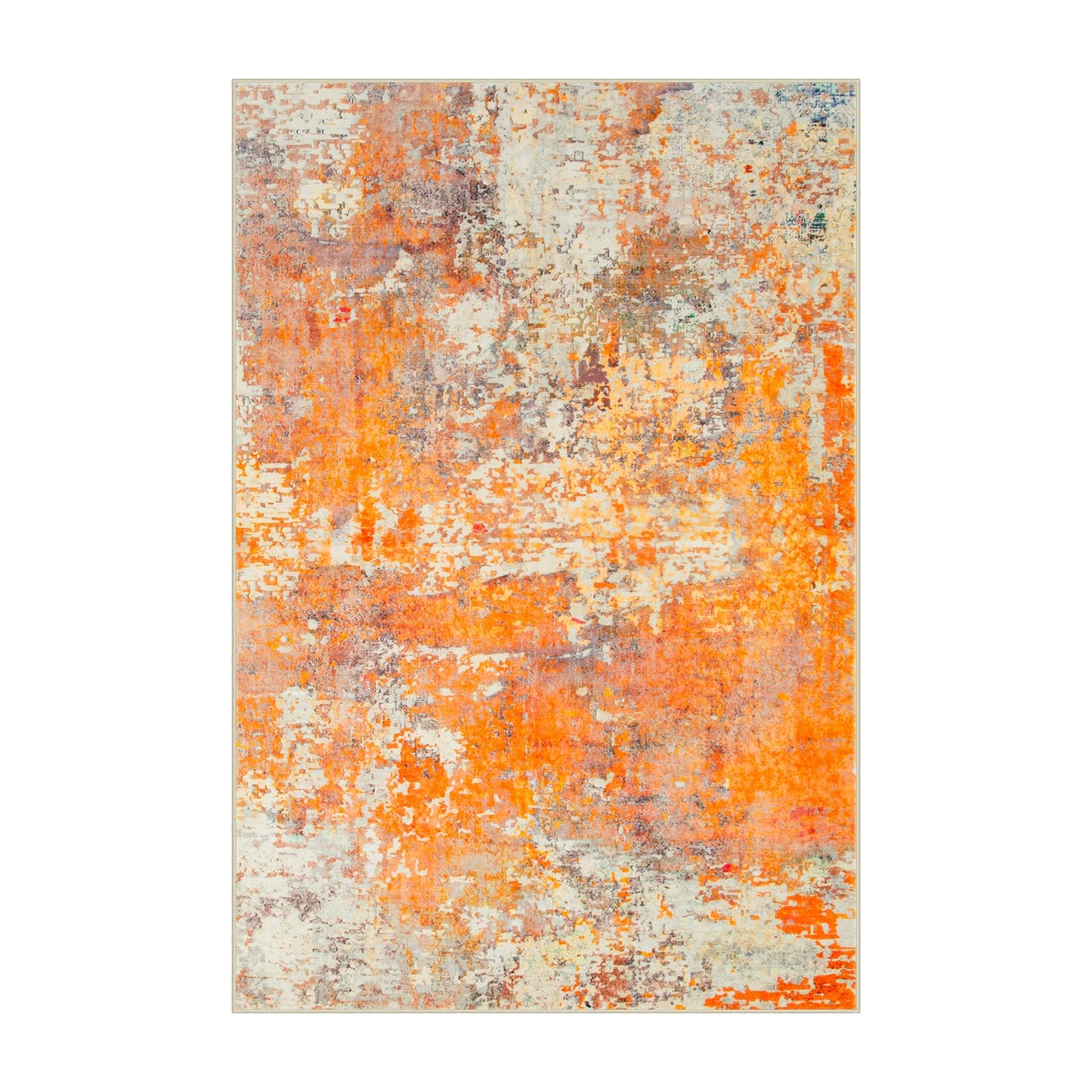 Lahome Modern Abstract Small 2x3 Rug - Washable Kitchen Rugs Non Slip Front Indoor Mat for Entry Bathroom, Contemporary Soft Throw Carpet for Entryway Bedside, Orange/Yellow