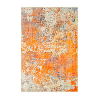 Lahome Modern Abstract Small 2x3 Rug - Washable Kitchen Rugs Non Slip Front Indoor Mat for Entry Bathroom, Contemporary Soft Throw Carpet for Entryway Bedside, Orange/Yellow