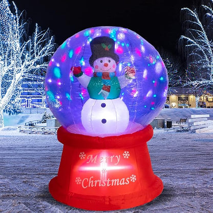 5 FT Tall Christmas Inflatables Outdoor - Snowman in Snow Globe with Rotating LED Lights, Christmas Blow Up Yard Decoration Holiday, Party, Xmas, Yard, Garden Decor