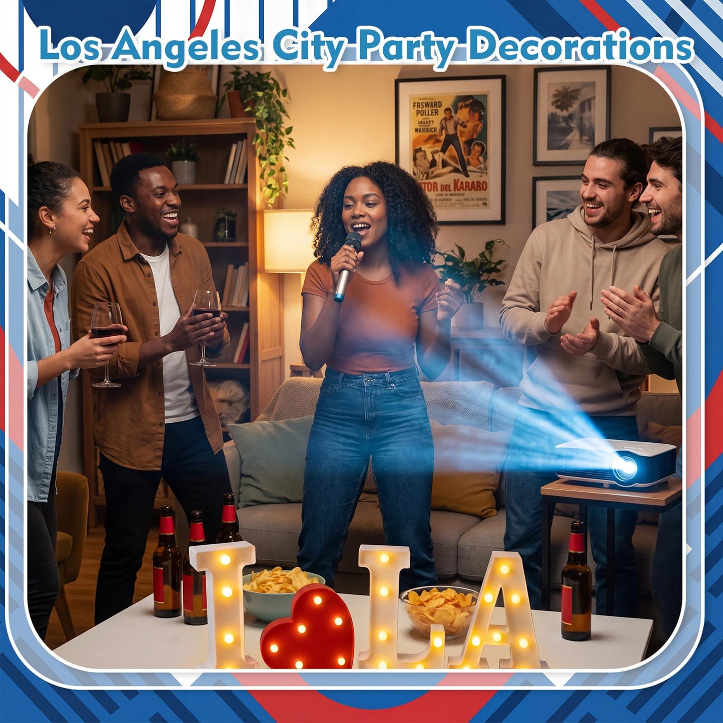 Ganeen Los Angeles Party Decorations I Love La Light up Letters LED Letters Sign for La Baseball Team Decor Los Angeles Theme Party Birthday Home Tabletop Christmas Gift
