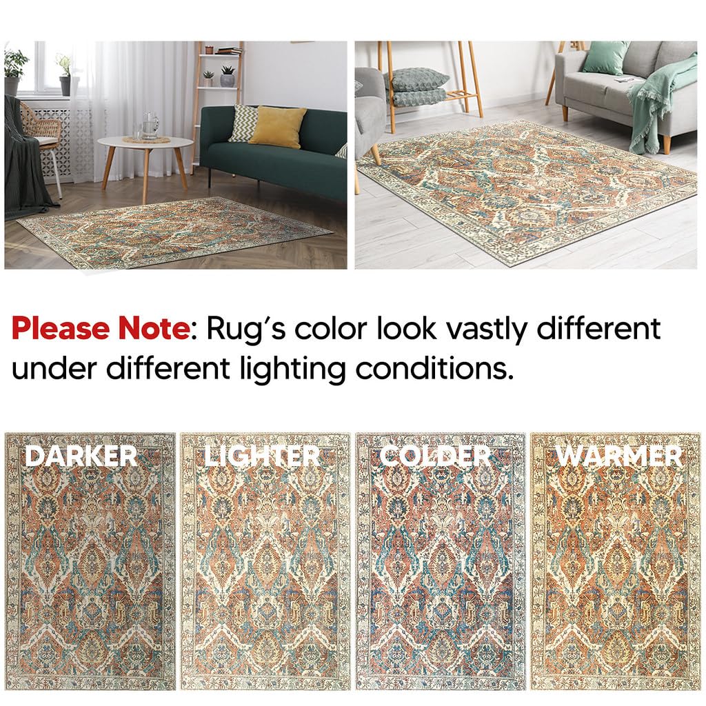 Keen Home Design 2x3 Rug - Machine Washable Entry Rug with Non-Slip Backing, Ideal for Enteryway, Kitchen, Bathroom, Laundry Room - Vintage, Easy Clean, Durable, Low Pile Rug - (2' x 3')