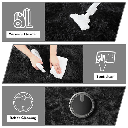 8x10 Fluffy Area Rugs for Living Room,Shag Area Rug for Bedroom,Black Soft Fuzzy Rug Non-Shedding Indoor Plush Carpet for Kids Bedroom Nursery Home Decor