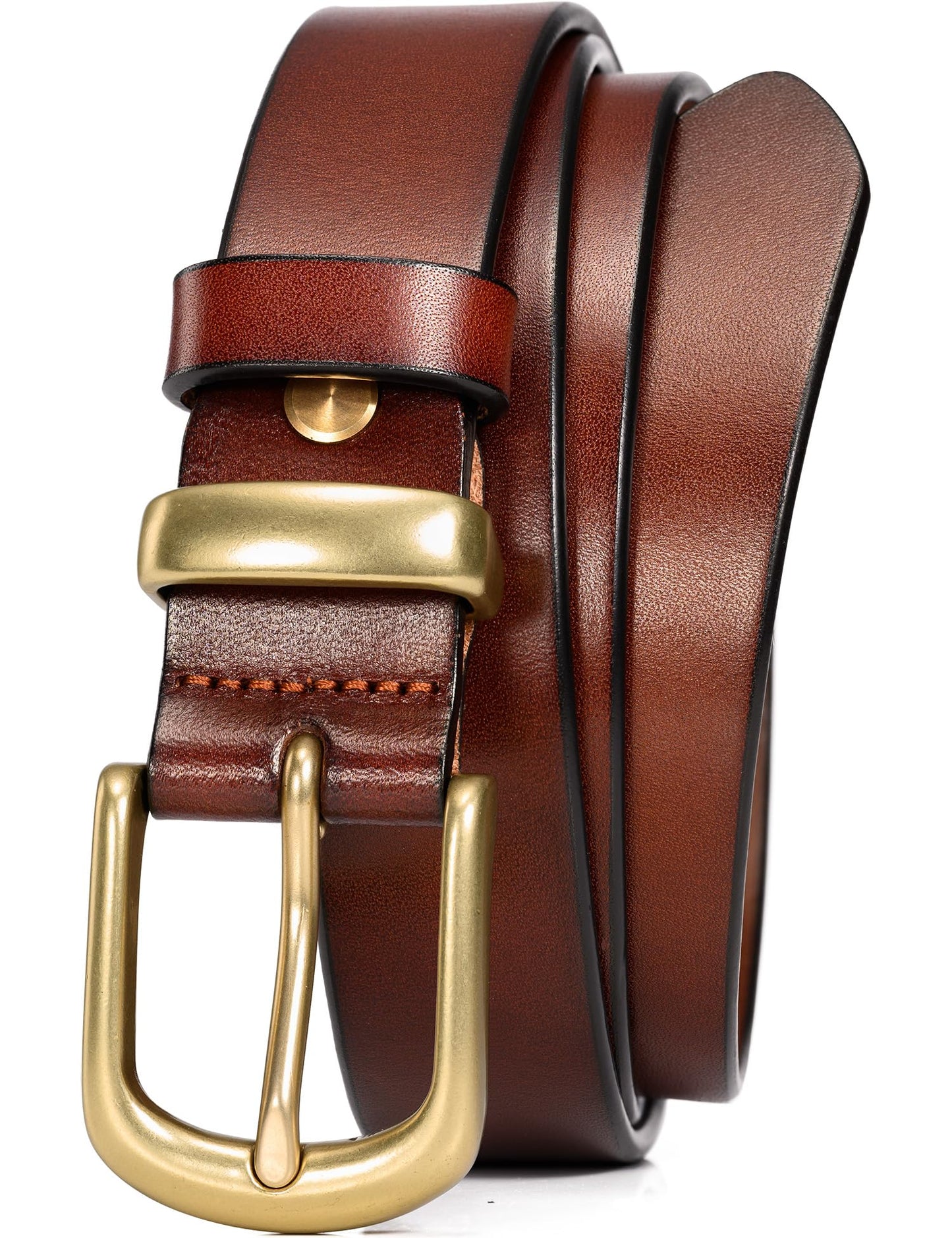 WOLFANT Womens Belts for Jeans in Gift Box,1.1" Ladies Belt with Gold Buckle,100% Italian Full Grain Real Solid Leather