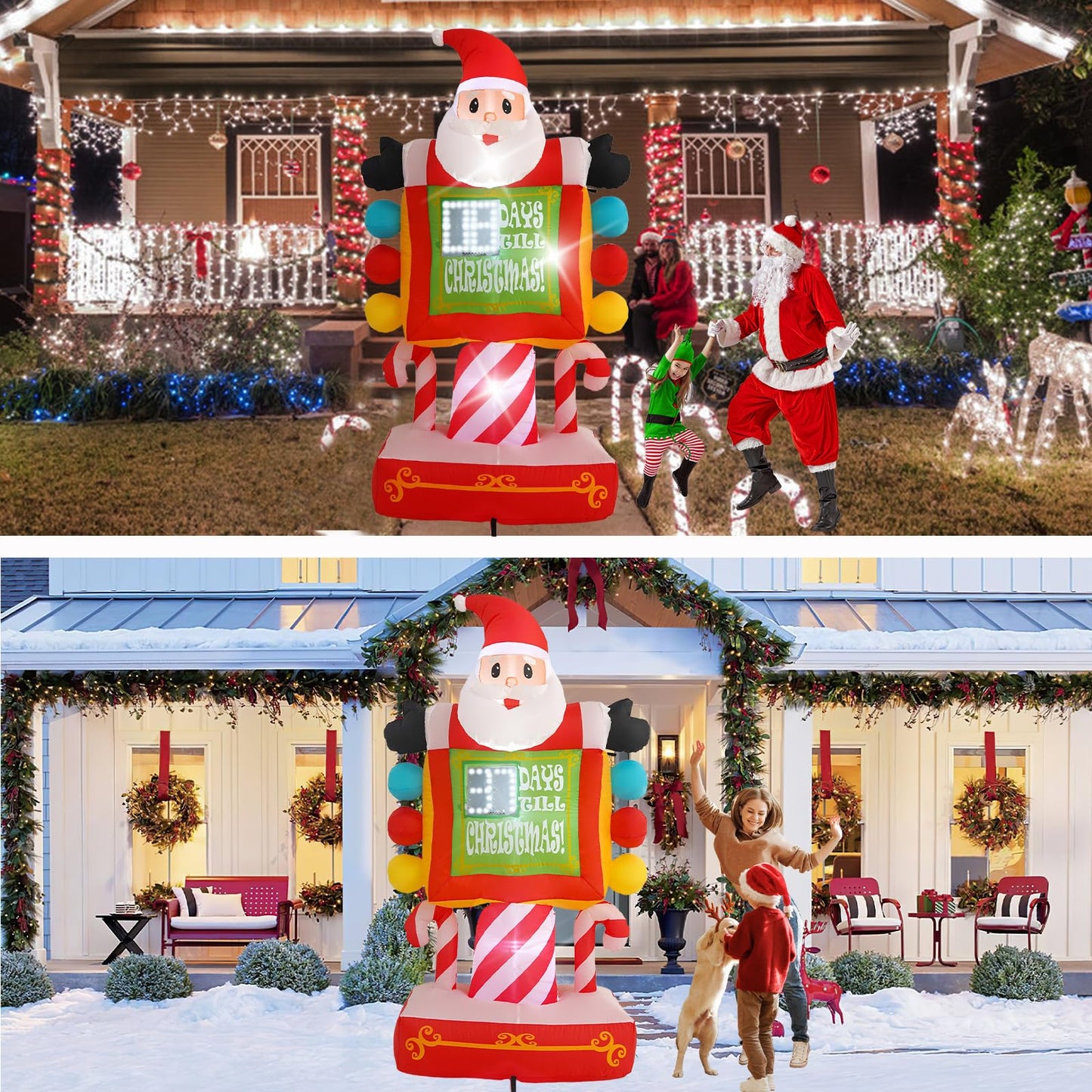 HZGDEJTG 7FT Santa Claus Countdown Sign with Built-in LED Lights, Suitable for Christmas Lawns, Gardens, and Courtyards Outdoor Inflatable Decorations