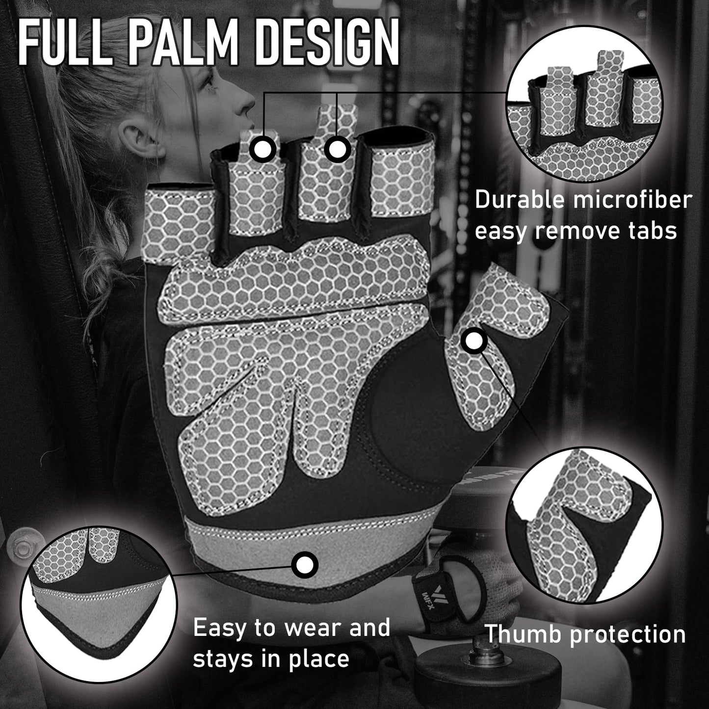 WESTWOOD FOX Weight Lifting Gloves for Men Women Gym Gloves with Wrist Wrap Support for Workout Training Exercise Fitness Hanging, Pull ups for Dumbbell, Cycling (Blacks, X-Large)