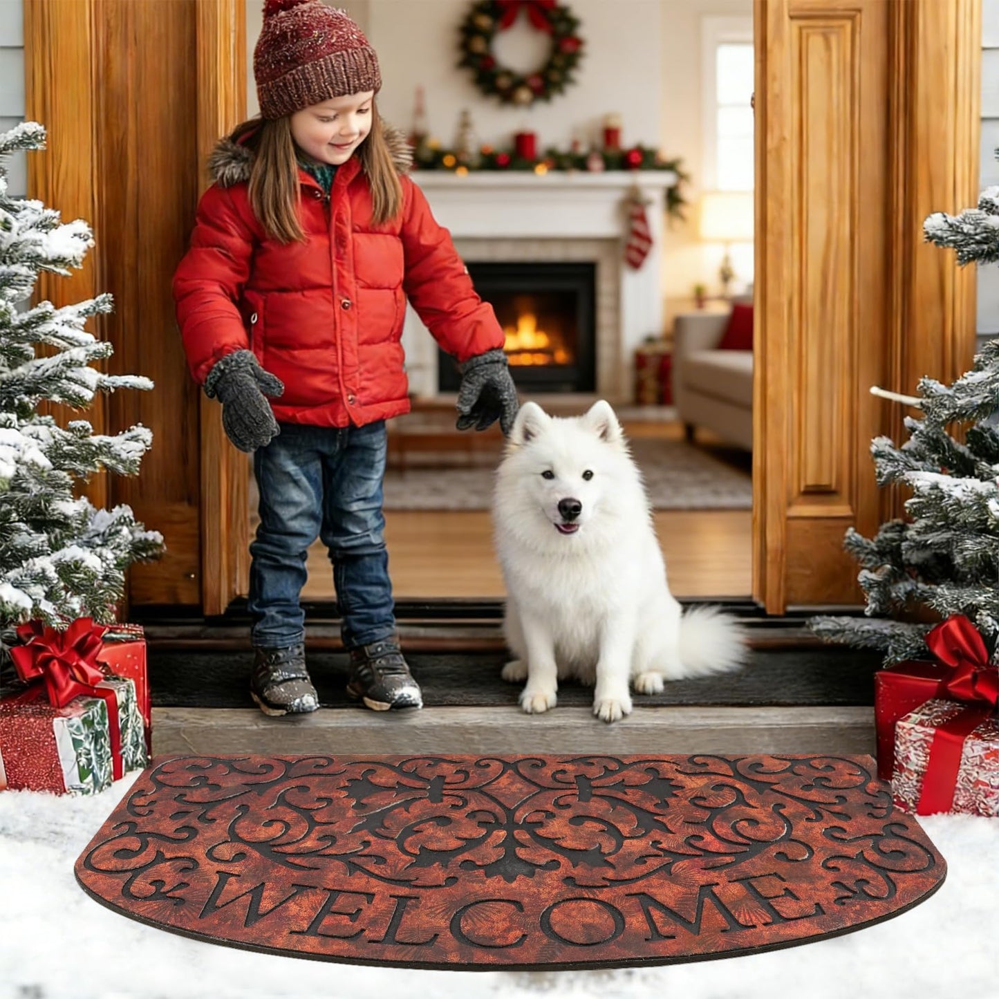 MTOUOCK Large 47"x 22" Heavy Duty Welcome Mats Outdoor with Non-Slip Rubber Backing - Durable Outdoor Door Mat for Front Door Entrance, Garage, Patio & High Traffic Areas（Welcome Mat Style 2）