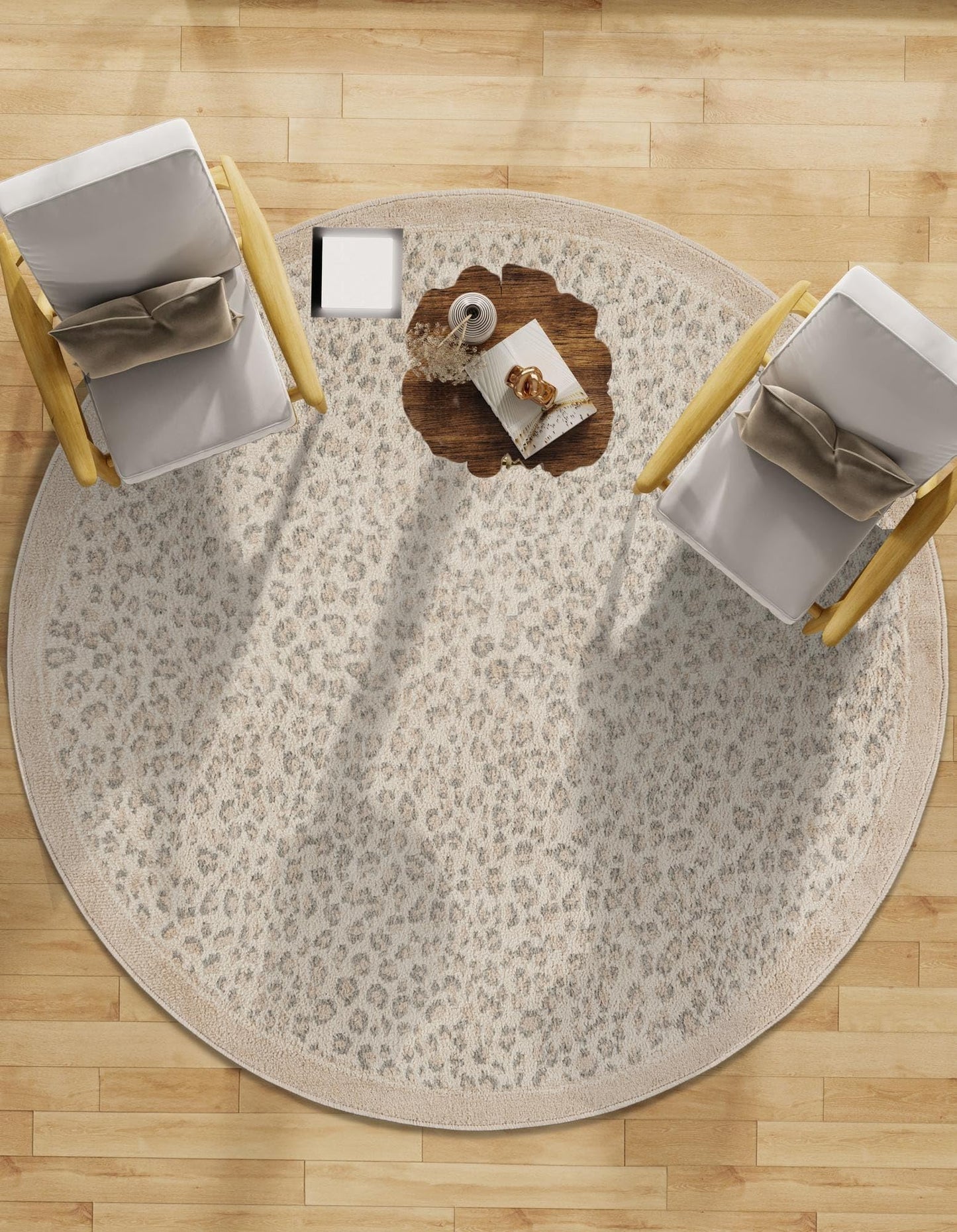 Rugs.com Savannah Collection Rug – 4 Ft Round Ivory Medium-Pile Rug Perfect for Kitchens, Dining Rooms