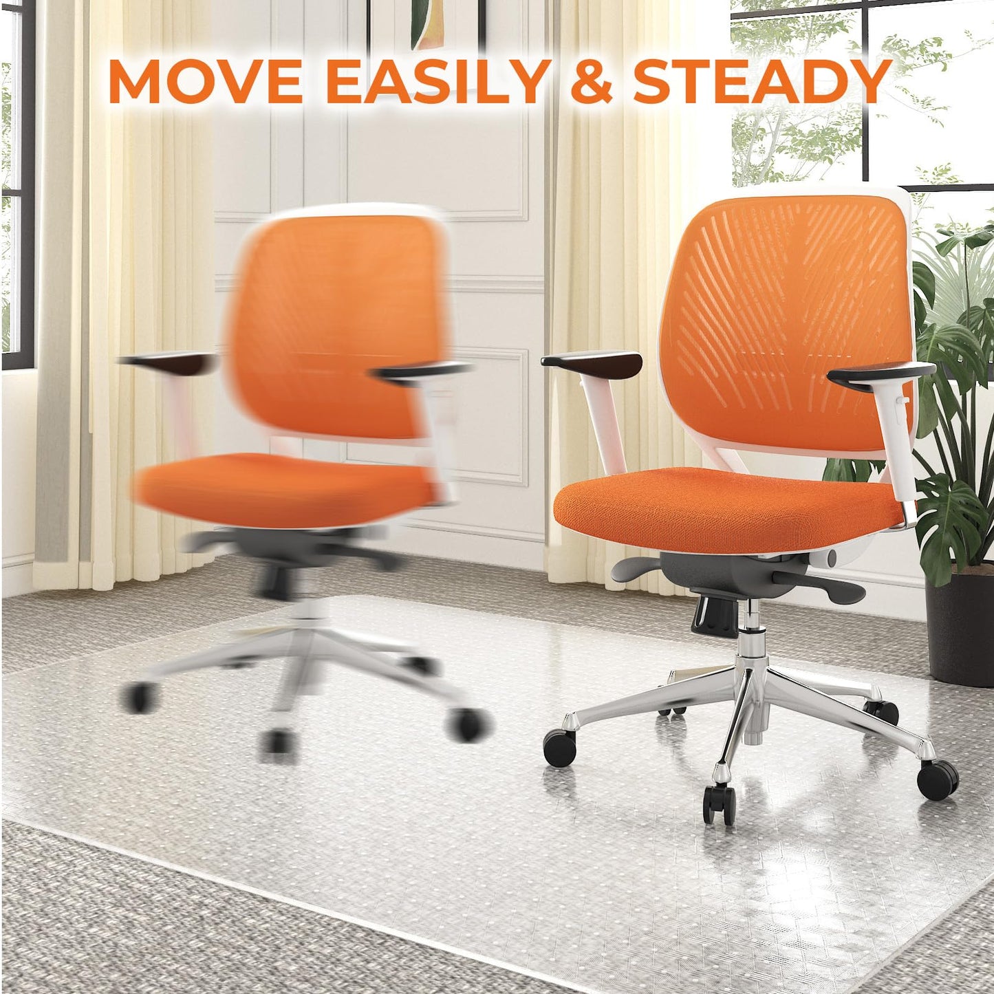SHAREWIN Office Chair Mat for Carpeted Floors, 48" x 30" Desk Chair Mat for Rolling Chairs on Low Pile Carpets, Easy Glide Floor Mat for Home, Gaming