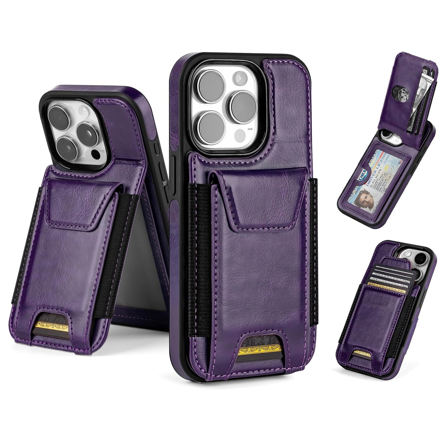 SkyEagle Compatible with iPhone 13 Pro Wallet Case with Card Holder,Women Men Phone Case PU Leather RFID Blocking Shockproof Magnetic Flip Cover Credit Card Slots Kickstand,for Apple 13 Pro,DarkPurple