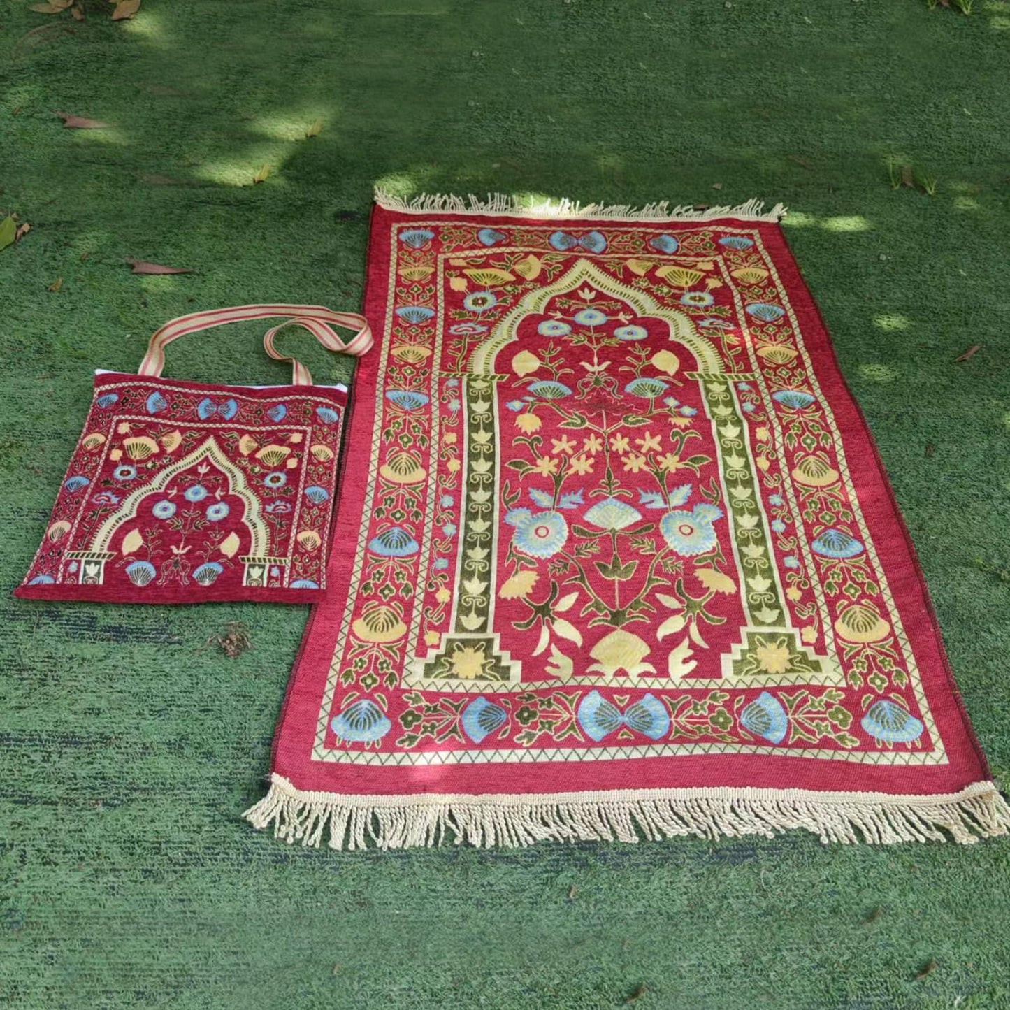 Muslim Prayer Rug Ramadan Carpet Turkish Islamic Praying Mat with Tassel Religion Supplies,Indoor Area Blanket for Hallway,Living Room, Bedroom, Office