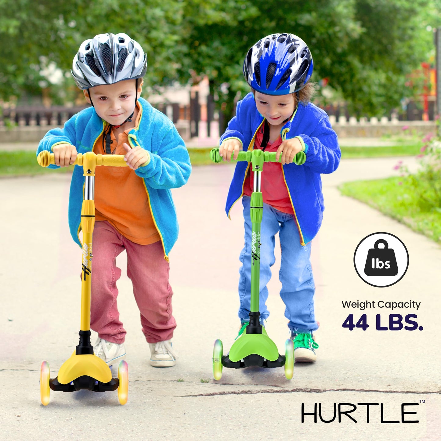 Hurtle Toddler Scooter, Adjustable Micro Scooter for Ages 2-5, Lightweight Kids 3 Wheel Design with LED Light-Up Wheels, Anti-Slip Deck & Lean-to-Steer Control, Indoor/Outdoor Use (Green)