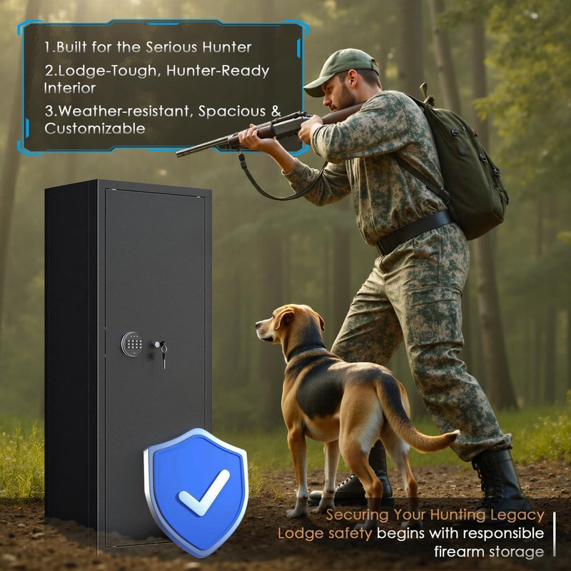 INTERGREAT 20 Rifle Gun Safe, Keypad Gun Safe for 10-16 Rifles and 4 Pistol Storage Pockets, 21" W Gun Safes & Cabinets with 3 Removable Gun Racks for Home, Black