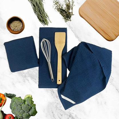 Serafina Home Royal Nautical Blue Kitchen Hand Dish Towels: Oversized 28" x 18"