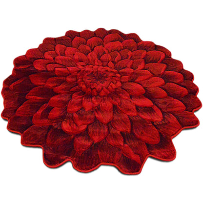 Flower Rug 2ft Round Area Rugs Cute Plush Flower Shaped Rug Circle Girly for Bedroom Floor Living Room Carpet 303 Red