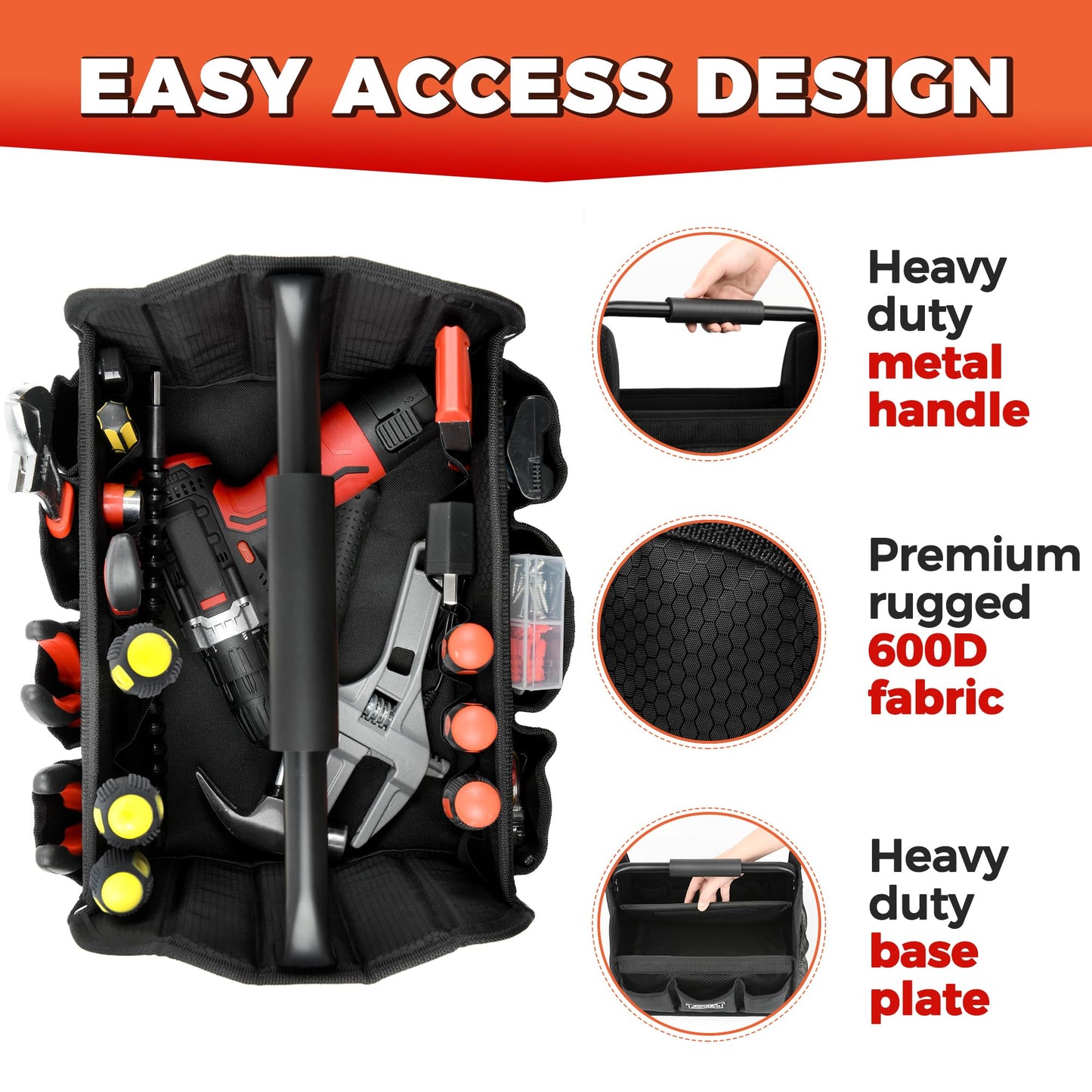 Detailing Caddy Organizer with Handle - Storage, Cars, & Cleaning Caddy for Supplies, Tools, & Home Improvement - Heavy Duty Car Detailing Supplies With Multi-Pockets & Collapsible Tote Design