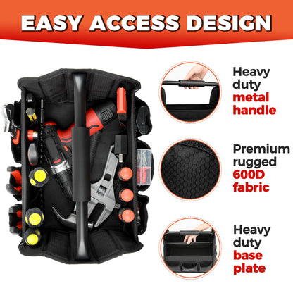 Detailing Caddy Organizer with Handle - Storage, Cars, & Cleaning Caddy for Supplies, Tools, & Home Improvement - Heavy Duty Car Detailing Supplies With Multi-Pockets & Collapsible Tote Design