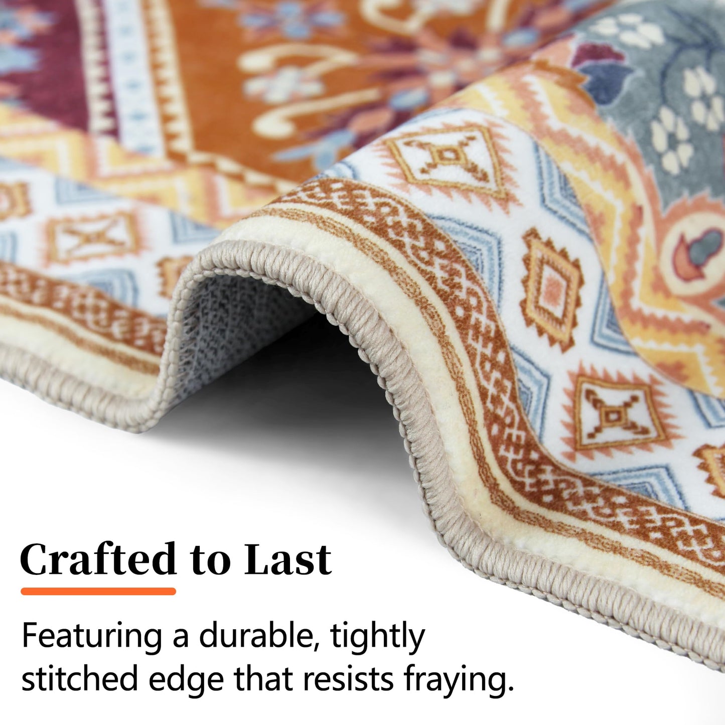 TTelephant 2x3 Washable Entryway Rugs, Soft Non-Slip Boho Moroccan Rug, Low-Pile Printed Indoor Throw Rugs for Entrance, Kitchen, Bedroom Bedside- Multi