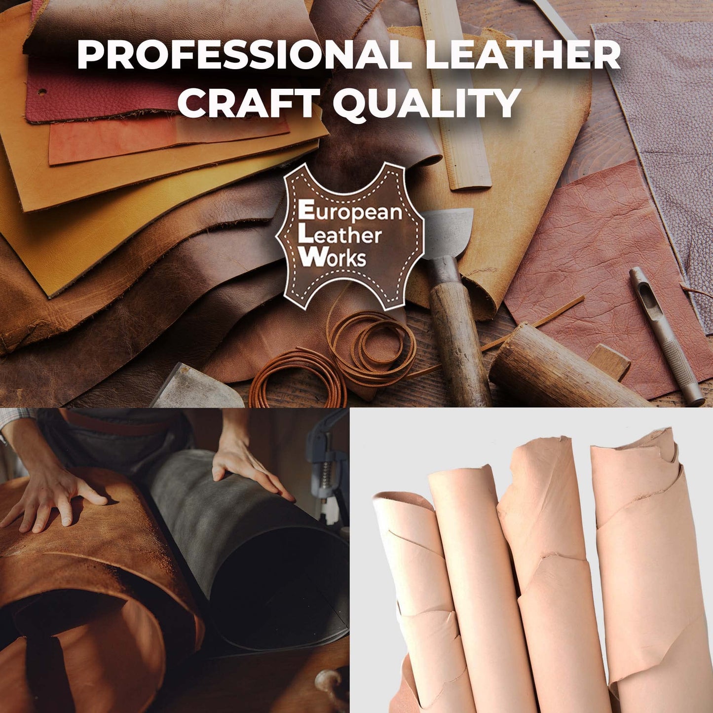 ELW 7-8 oz.(3-3.2 mm) Thickness Pre-Cut Square 2PCS 8"x12", Tooling Leather Vegetable Tanned Full Grain Leather - Cowhide Leathercraft for Holsters Knife Sheaths Coasters Molding Emboss Stamp Cases
