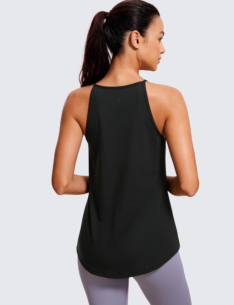 CRZ YOGA Halter High Neck Workout Tops for Women Flowy Cami Sleeveless Tank Athletic Yoga Shirts Black X-Small