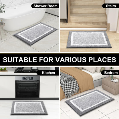 OLANLY Small Bathroom Rugs 24x16, Extra Soft and Absorbent Microfiber Bath Rugs, Non-Slip, Machine Washable, Quick Dry Shaggy Bath Carpet, Bath Mats for Bathroom Floor, Tub, Shower, Grey