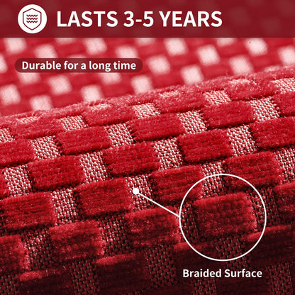 YDKGL Kitchen Rugs Non Slip Washable, Rubber Backing Soft Chenille Braided Kitchen Mats for Floor, Super Absorbent Kitchen Runner Rug Standing Mat Sink Mat, Easy to Clean, Red 17"x47"
