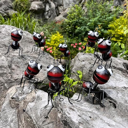 Metal Yard Art Garden Decor for Outside Cute Ants Yard Decorations Outdoor Lawn Ornaments Backyard Gifts for Mom - Set of 8（All Black）