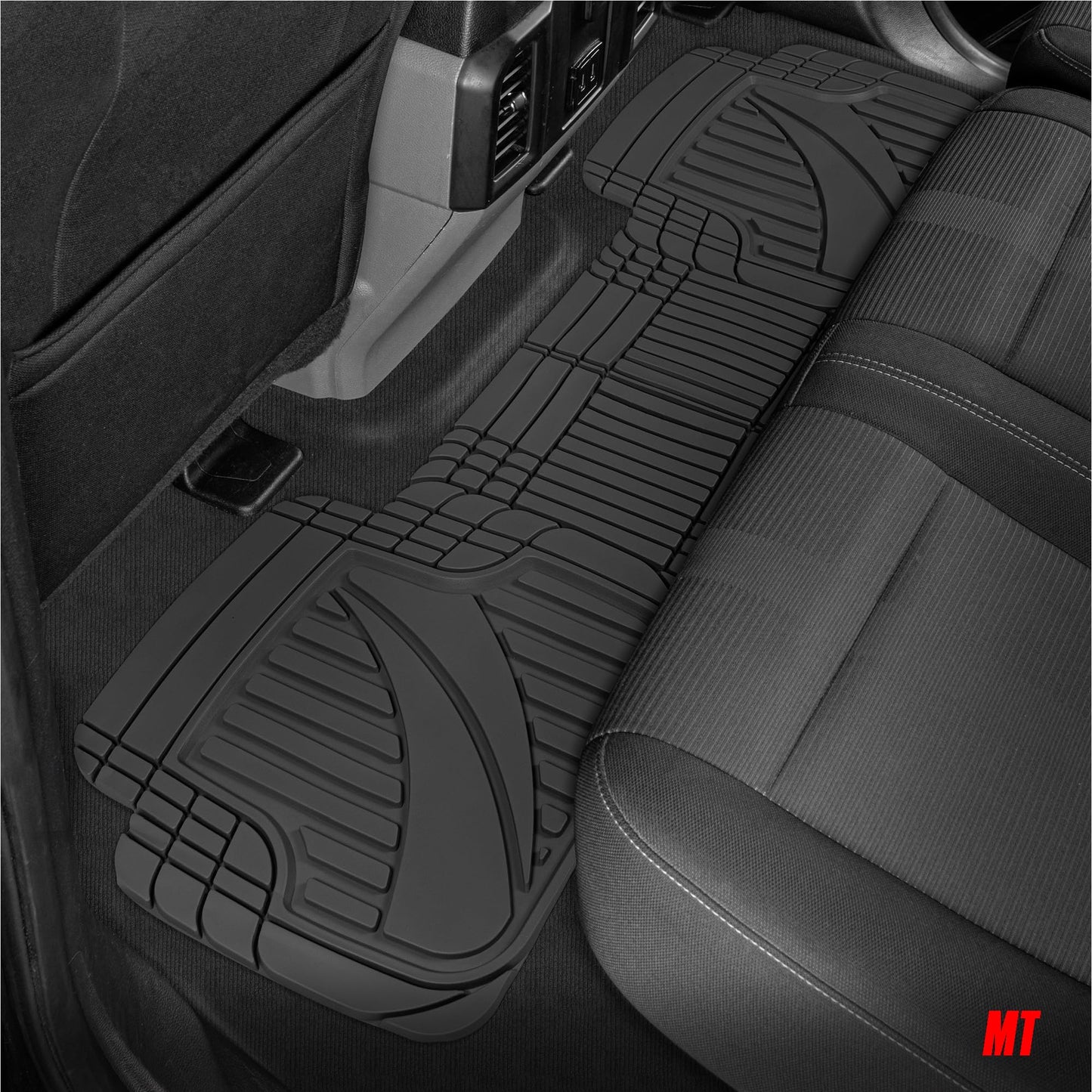 Motor Trend FlexTough Advanced Heavy Duty Black Rubber Car Floor Mats & Cargo Liner for SUV & Car Full Set - Universal Trim to Fit All Weather Automotive Floor Mat & Cargo Liners for SUV, Car, & Van