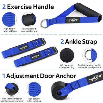 WALITO Resistance Bands Set - Exercise Bands with Handles, Door Anchor, Legs Ankle Straps, for Heavy Resistance Training, Physical Therapy, Muscle Training, Yoga, Home Workouts, Gym