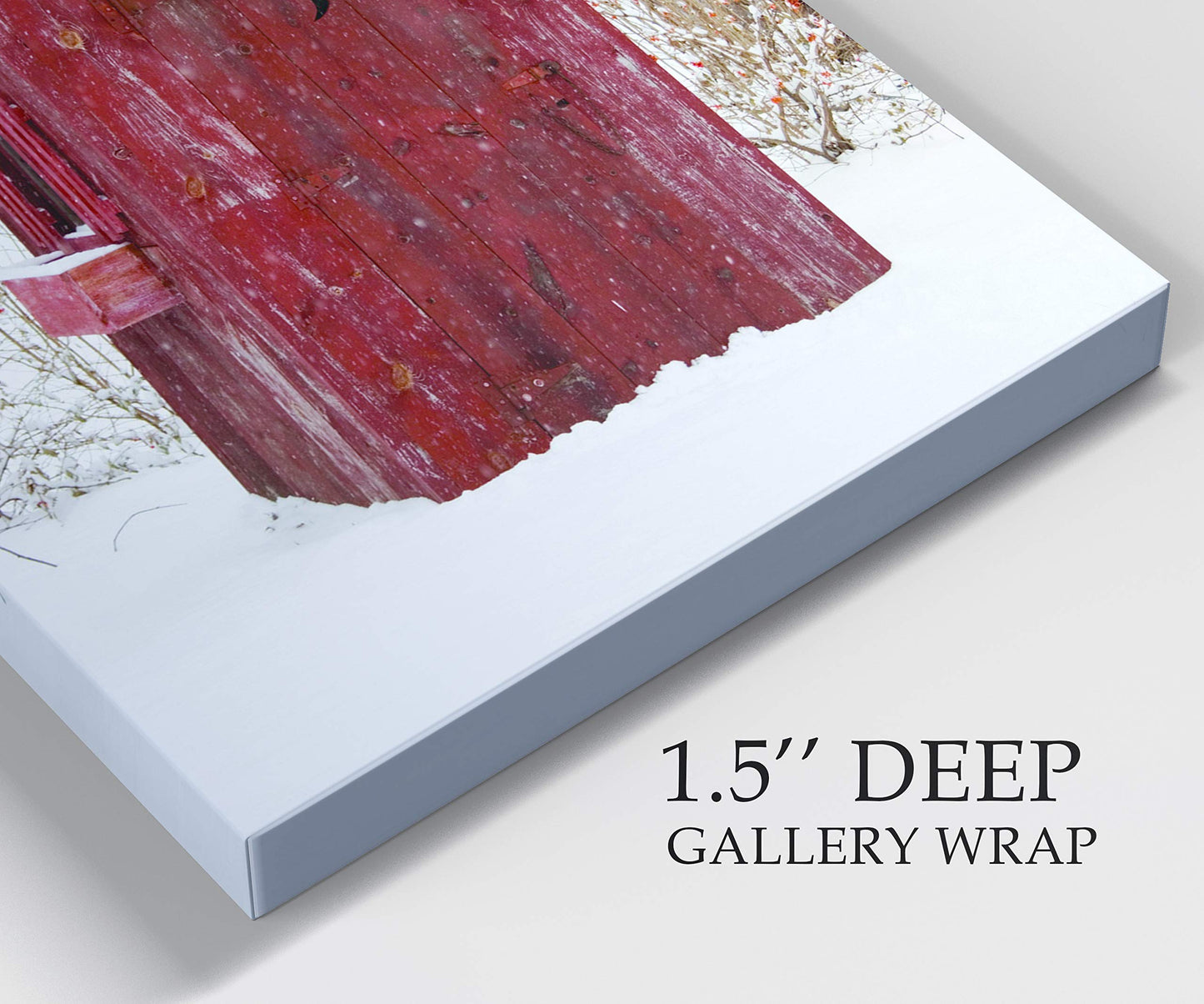 Renditions Gallery Xmas Canvas Prints for Home Decor Red Snowy Outhouse Christmas on the Farm Wall Hanging Picture & Prints for Bedroom Dining Living Room Office Home Kitchen Decor - 32"X48" LT18
