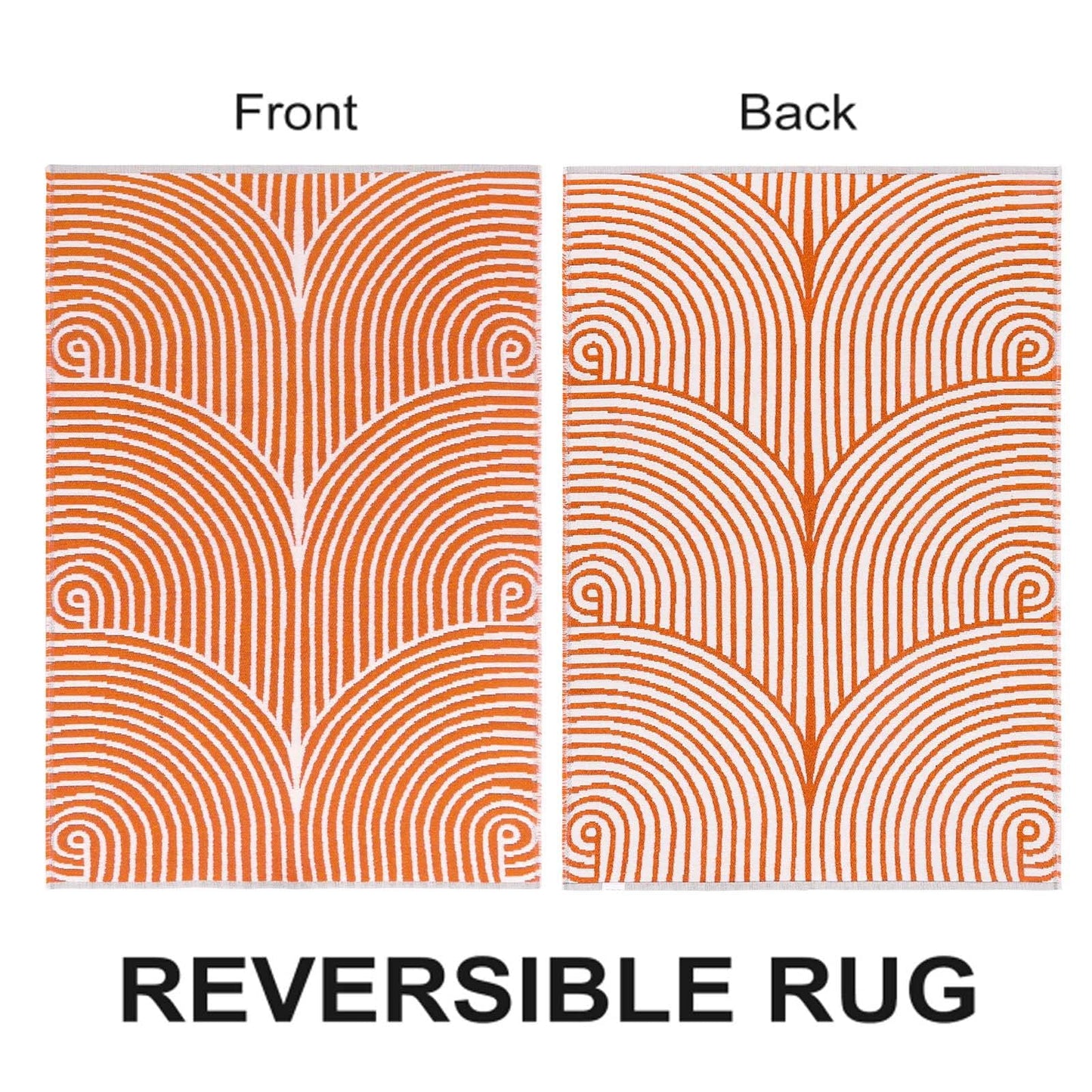 Tiffasea Indoor Door Mat 2'x3', Front Door Mats Machine Washable Small Area Rug Entryway Rug, Cotton Woven Indoor Outdoor Rugs Reversible Floor Mats for Bedroom/Bathroom/Kitchen (Orange&White)