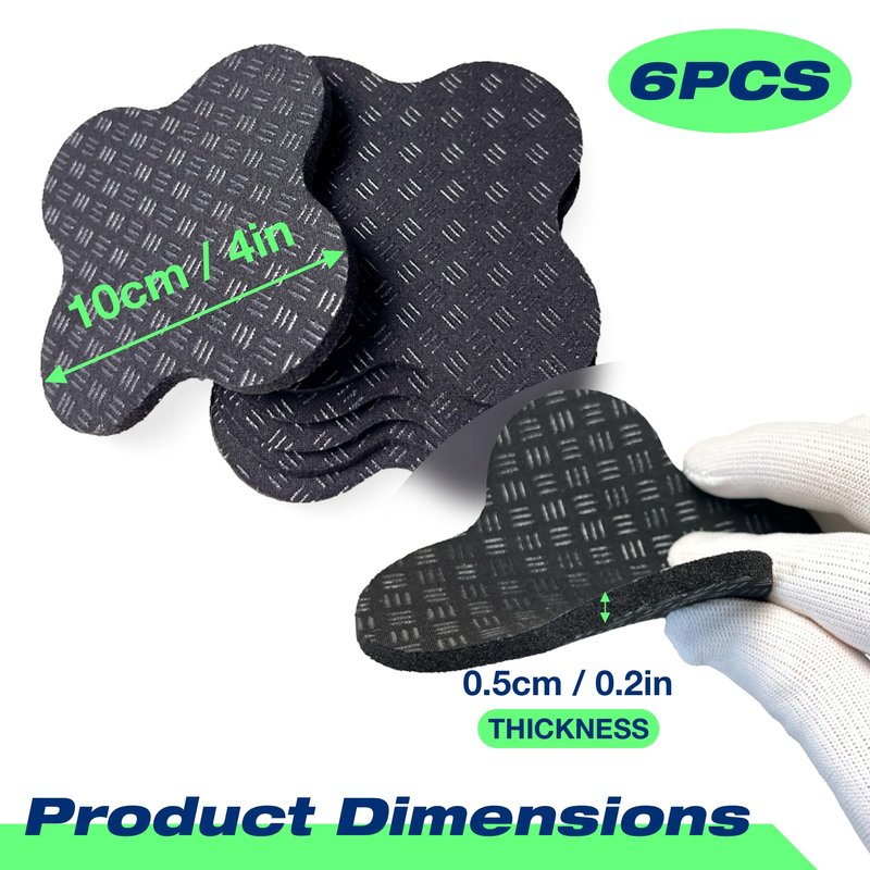 6 Pack Treadmill Pads - Anti-Slip & Anti-Vibration Exercise Equipment Mats - Floor Protectors for Hardwood & Carpet, Noise Reducing Stabilizer Feet for Bike, Elliptical, Rower (Quatrefoil, 4"x4"x0.2")