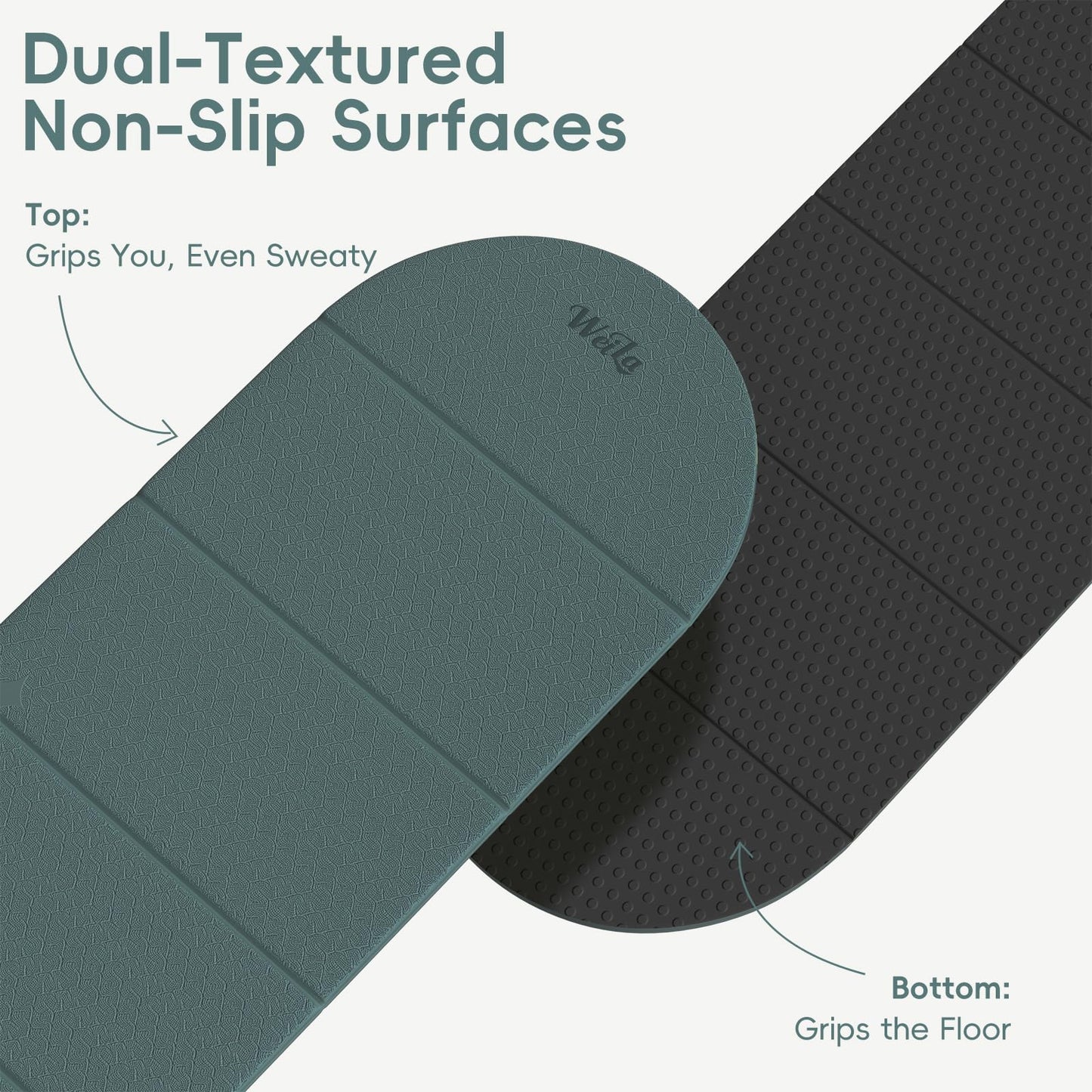 WeiLa Foldable Yoga Mat 10mm Extra Thick, 75"x26" Large, SGS-Certified Non-Slip TPE Fitness Mat, 7-Fold Portable for Yoga Pilates Floor Workouts Home Gym Travel (Dark Green & Black)