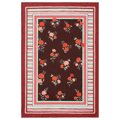 GarveeHome Red 8x10 Area Rug, Vintage Floral Design, Machine Washable Rug Low Pile, Lightweight Non Slip, Soft Carpet for Living Room Bedroom Dining Room Nursery