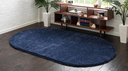 Unique Loom Solo Collection Area Rug - Calabasas (3' 3" x 5' 3" Oval, Navy Blue)