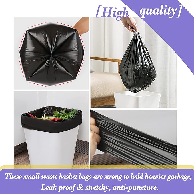 Hommaly 3 Gallon Small Black Trash Bags, Leakproof and Strong, and More