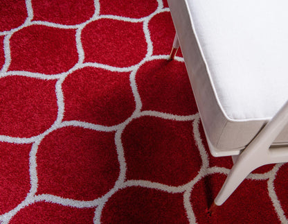 Rugs.com Lattice Frieze Collection Rug – 2' x 3' Red Medium Rug Perfect for Living Rooms, Large Dining Rooms, Open Floorplans