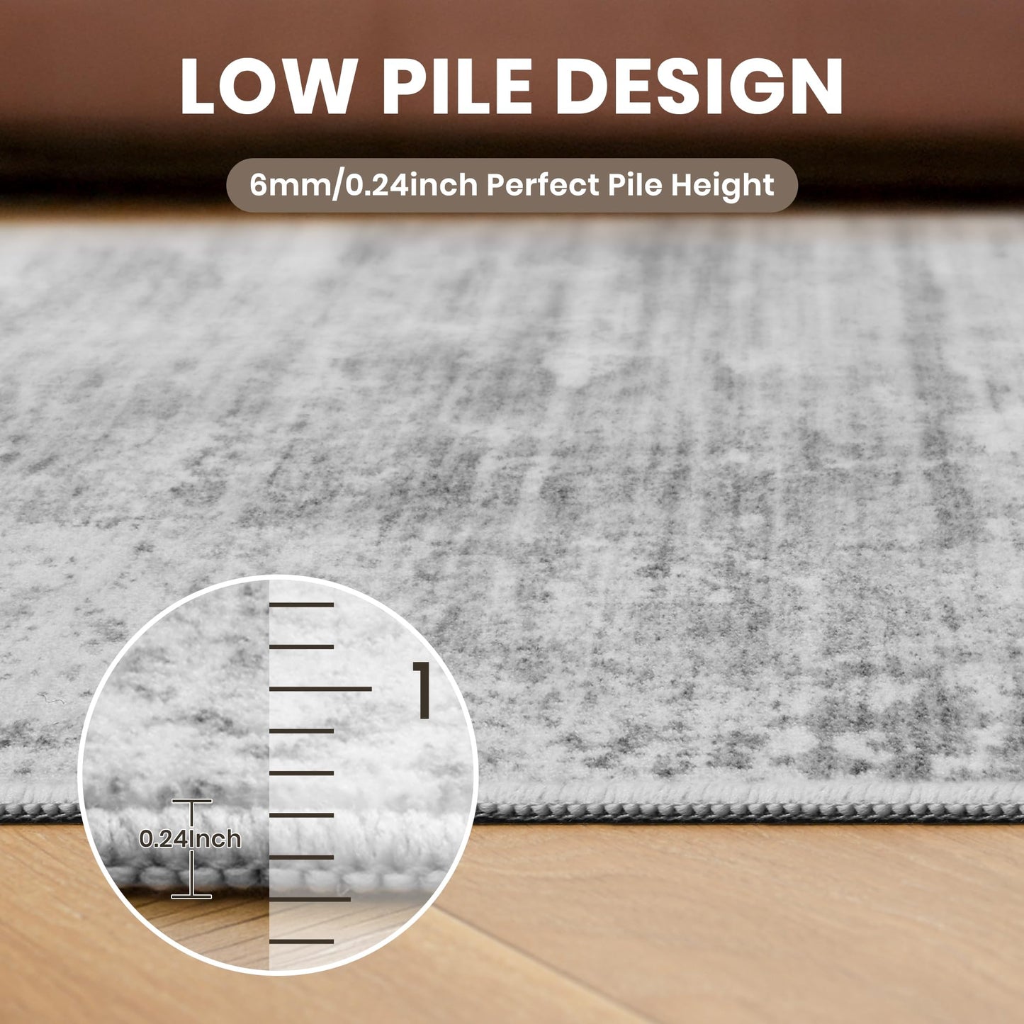 zesthome Washable Runner Rug 2x6, Runners for Hallways, Non Slip Kitchen Runner Rugs, Soft Abstract Entryway Runners, Ultra-Thin Stain Resistant Rug for Bedside, Laundry, Corridor (Grey, 2'x6')