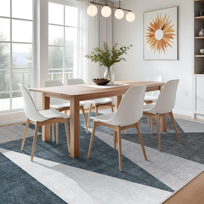 Puino Washable Modern Area Rug: Large 8x10 Geometric Area Rugs for Living Room & Bedroom with Non-Slip Backing Modern Geometric Carpet for Living Room Blue Grey 8'x10'.