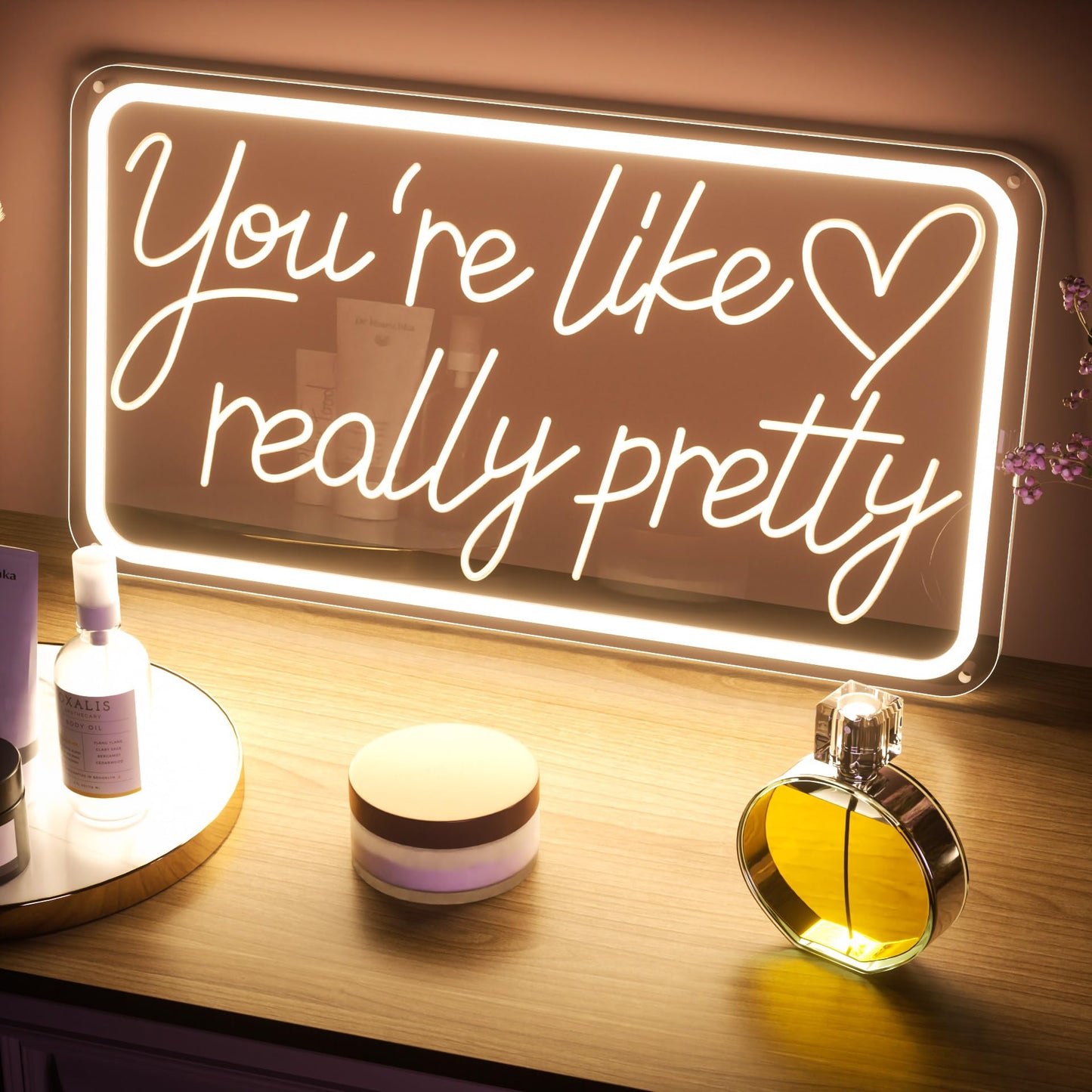 You're Like Really Pretty Neon Signs for Wall Decor, LED Neon Sign Aesthetic Room Decor for Teen Girls Neon Lights Signs for Bedroom, Salon, Wedding Party Pink Neon Name Sign
