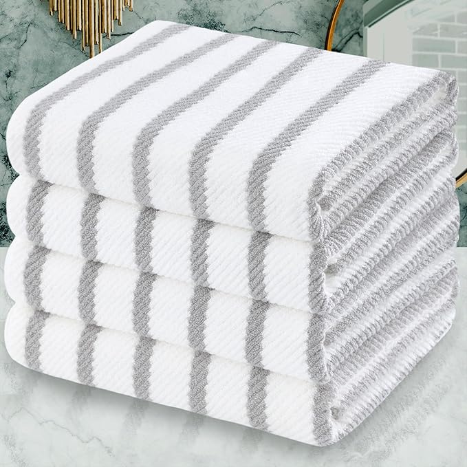 Grey and White Bath Towels