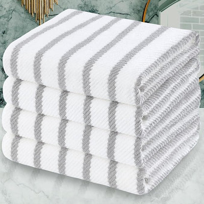 Grey and White Bath Towels