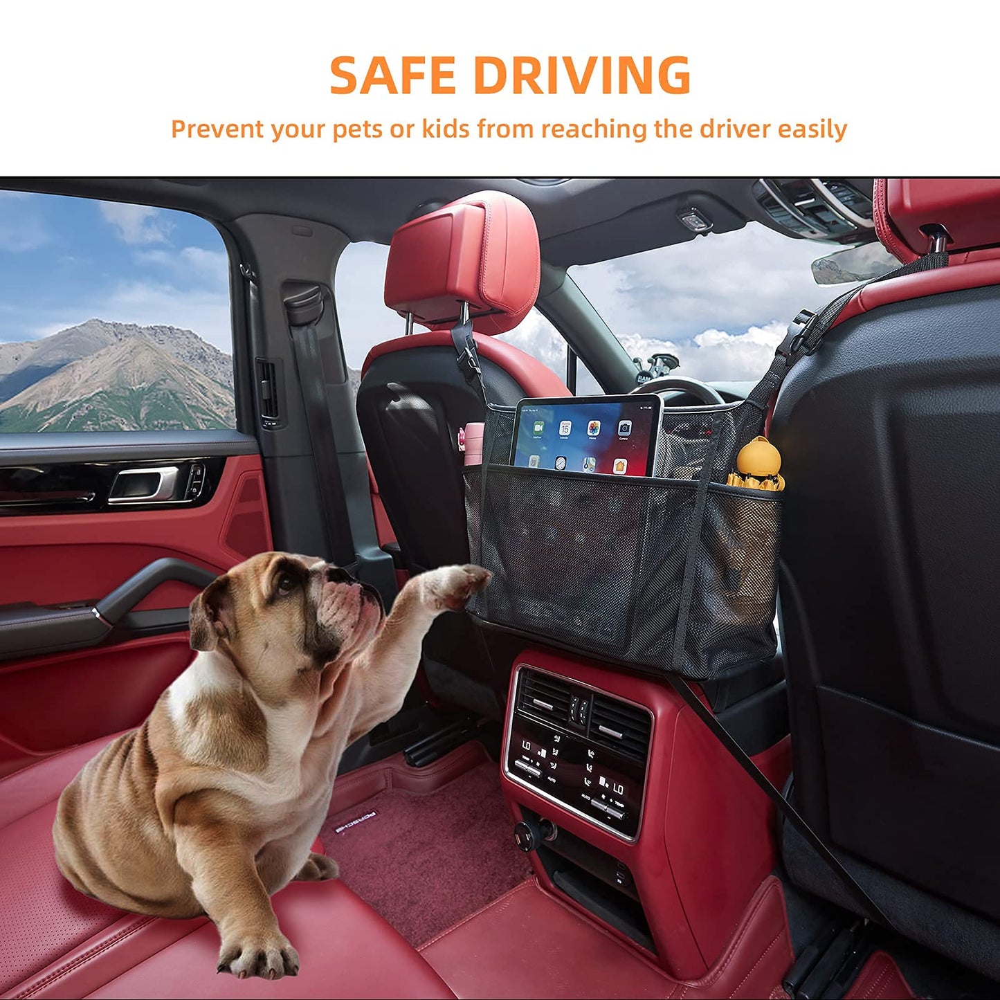 WLLWOO Car Net Pocket Handbag Holder Between Seats Back Storage Organizer Purse Holder for Console Front Seat Storage Barrier