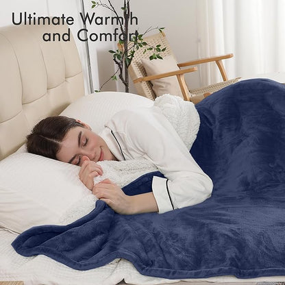 Heated Blanket Electric Blanket Twin Size, Fast Heating & Overheating Protection, Ultra Soft Heated Throw Blanket Twin Size with 5 Heating Levels & 10 Hours Auto Off, 62"x84", Navy Blue