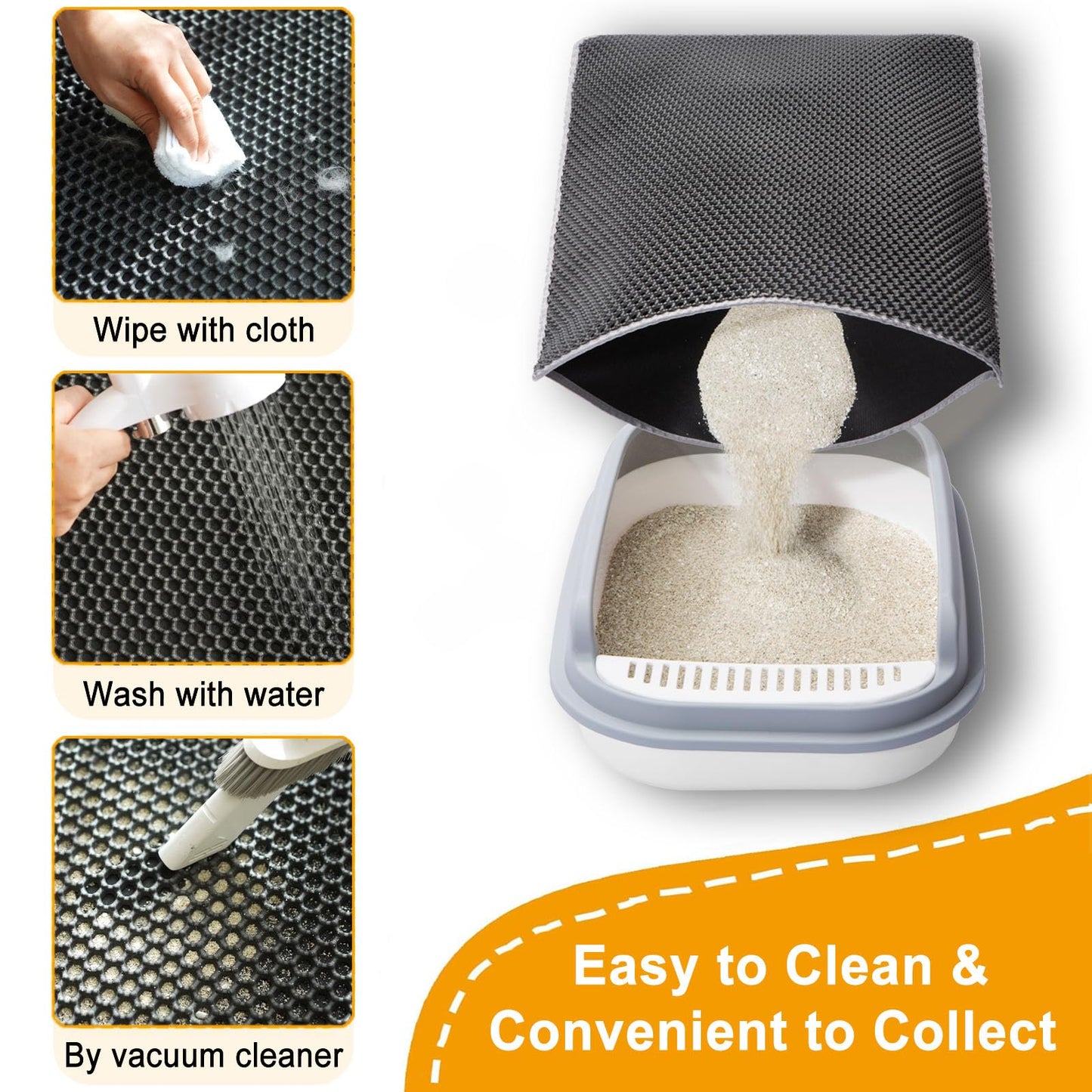 Cat Litter Mats-Extra Large 47''x36'' Litter Trapping Mat for Cat-XXL Litter box Matt for Floor-2 Layer Catcher Rug for Pet kitty Litterbox-Waterproof Urine Proof,Non-Slip