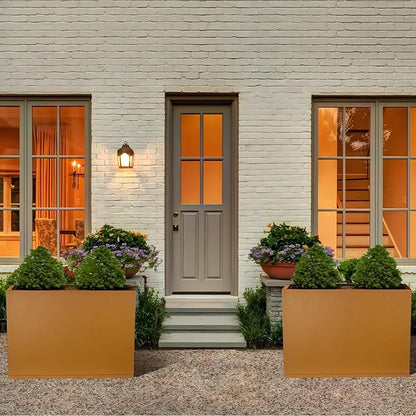 Corten Steel Planter Box 36"x12"x28", Metal Planter Spliced Flower Pot with Partitions, Outdoor & Indoor Large Rectangular Planter Box for Porch, Patio, Garden, Commercial Décor