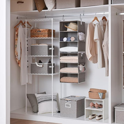 StorageWorks 6-Shelf Jumbo Closet Organizers, Two 3-Shelf Separable Hanging
