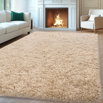 Mugorn 8x10 Area Rugs for Living Room, Large Fluffy Rugs for Bedroom, Soft Carpet Shag Kids Room Rug, Non-Slip Fuzzy Rugs Indoor (Light Tan, 8ft x 10ft)