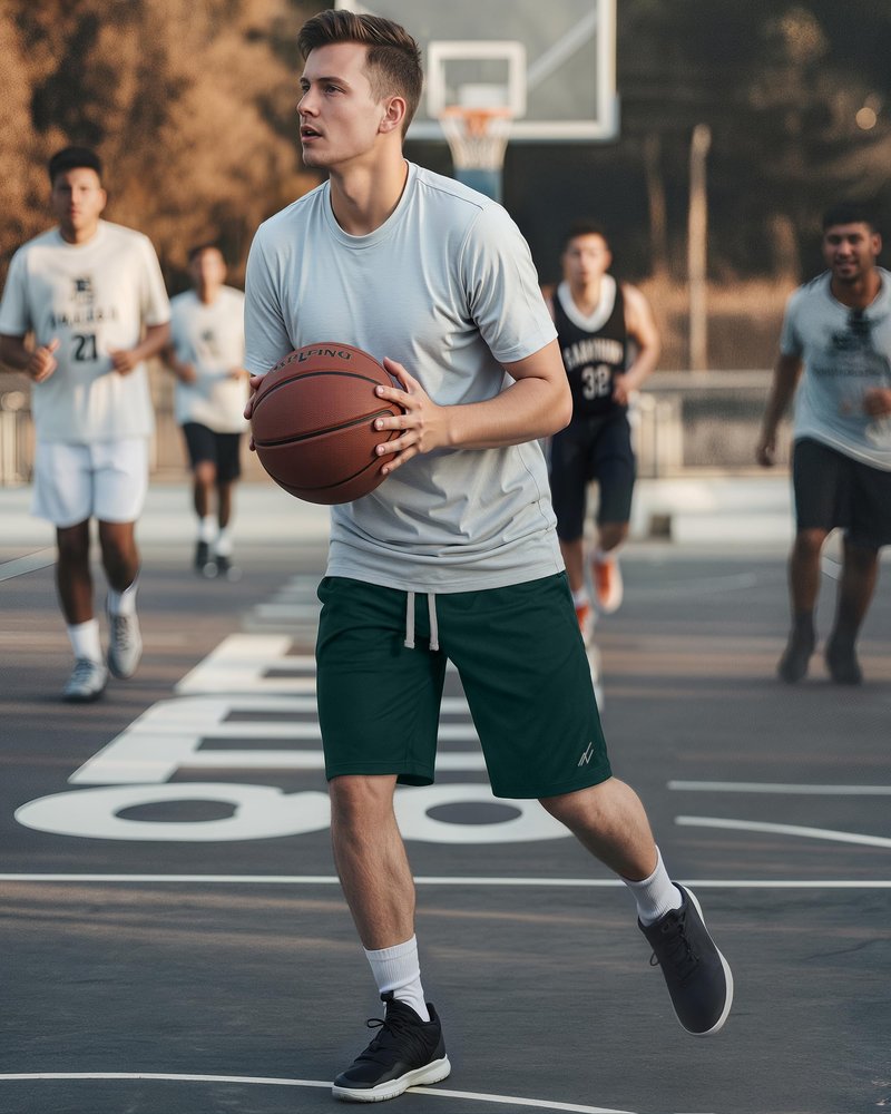 NY Threads Men's Athletic Shorts Quick Dry Loose-Fit Lightweight Running Workout Gym Shorts with Pockets, Small, Dark Green