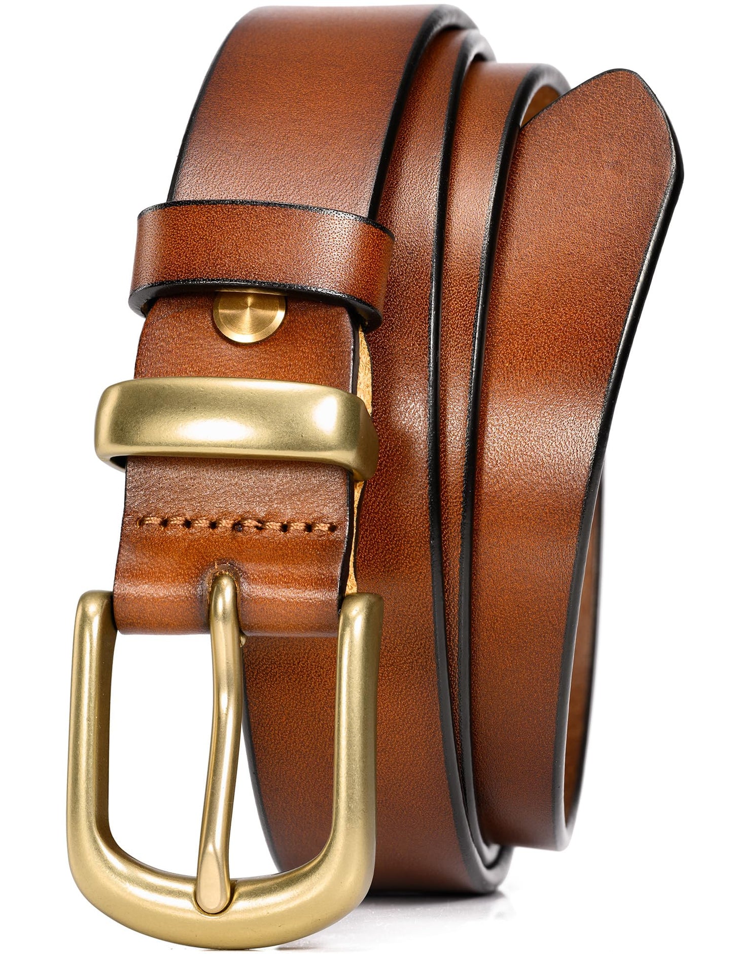 WOLFANT Womens Belts for Jeans in Gift Box,1.1" Ladies Belt with Gold Buckle,100% Italian Full Grain Real Solid Leather